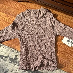 Textured Brown Long Sleeve Top